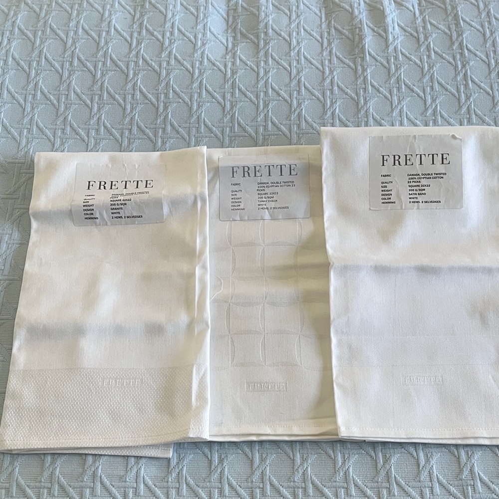 Frette Damask cotton dish towels or Napkins -New